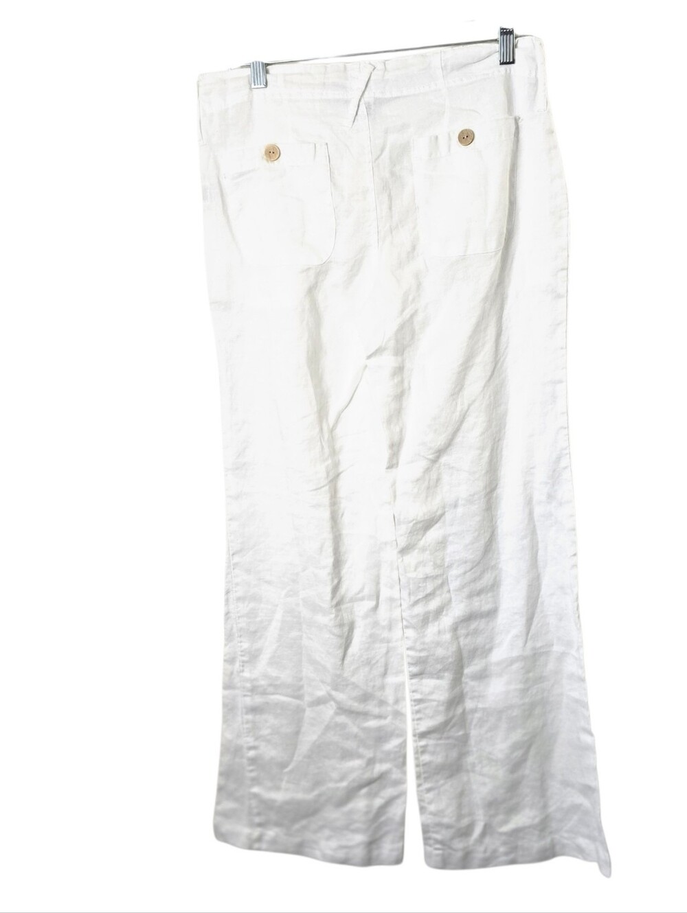 Derek Heart White Linen Blend Wide Leg Pants Relaxed Beach Drawstring Button 8 - Picture 5 of 16